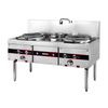 Cocina comercial china de 2 woks (tipo de hierro fundido con soplador)