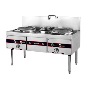 Cocina comercial china de 2 woks (tipo de hierro fundido con soplador)