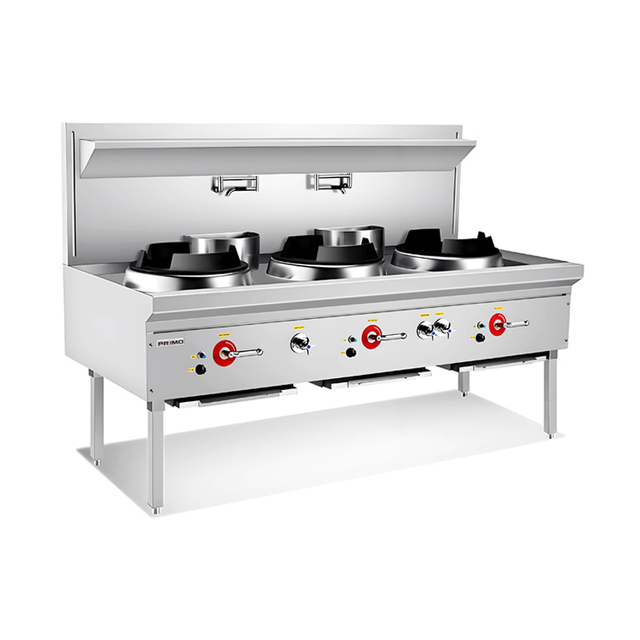 Rango de wok de triple quemador compacto （Tipo de hierro fundido sin soplador)