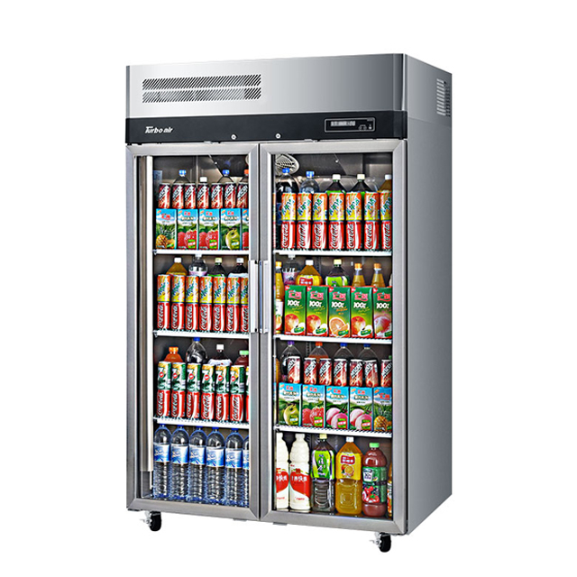 Refrigerador exhibidor de doble puerta de vidrio con sistema de refrigeración eficiente a la venta