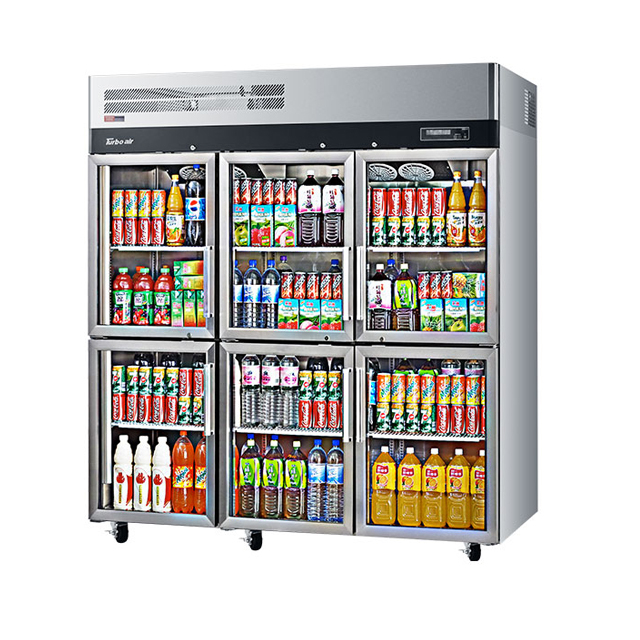 Exhibidor refrigerado para exhibidores comerciales de acero inoxidable con 3 puertas de vidrio y control digital de temperatura