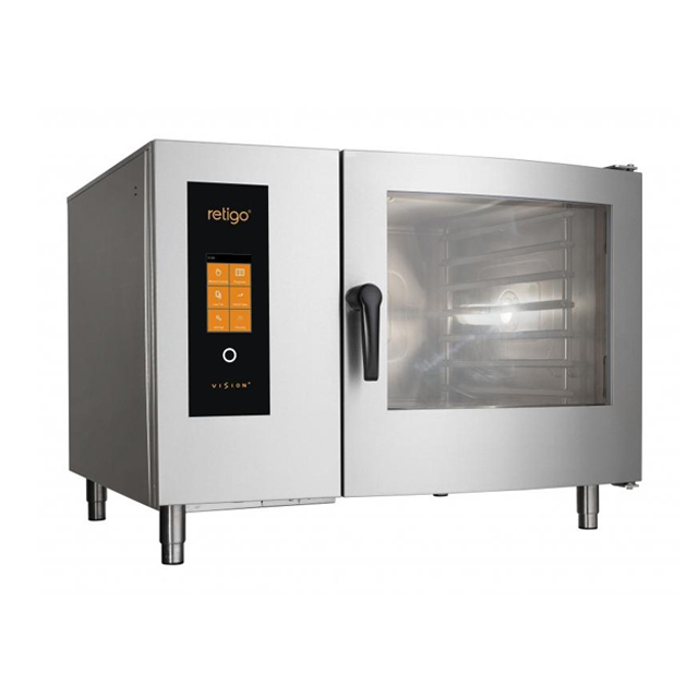 Horno combinado de catering comercial de 6 bandejas con control de precisión de alta temperatura y vapor automático.
