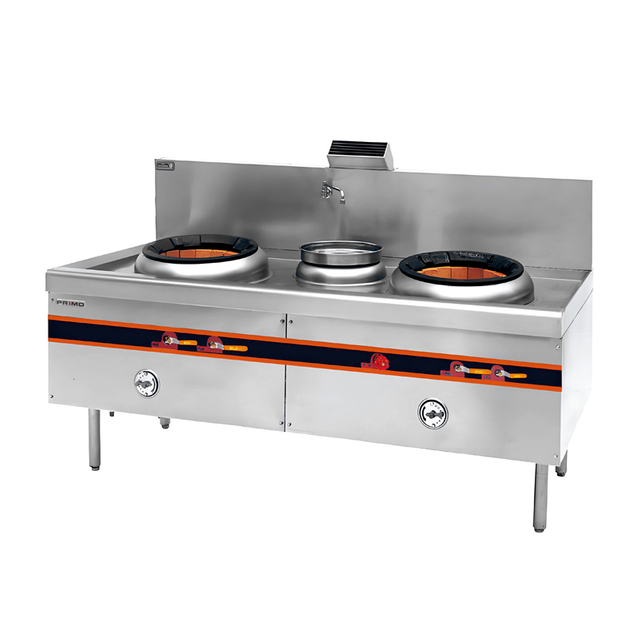 Gas Chino Wok Range doble quemador (tipo de ladrillo de fuego con soplador)