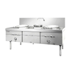 Cocina china de 2 woks (tipo de hierro fundido con soplador)