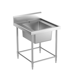 Mesa para fregadero: 1 orificio para grifo + 1 tazón + protector contra salpicaduras sin escurridor (4 patas)