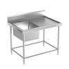 Mesa para fregadero: 1 orificio para grifo + 1 tazón + protector contra salpicaduras sin escurridor (4 patas)