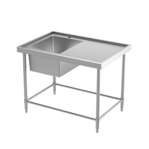 Mesa De Fregadero - 1 Orificio Para Grifo +1 Tazón Sin Salpicadero Y Escurridor (4 Patas)