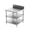 Mesa de trabajo con estante inferior doble y protector contra salpicaduras (4/6 patas)