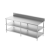 Mesa de trabajo con estante inferior doble y protector contra salpicaduras (4/6 patas)